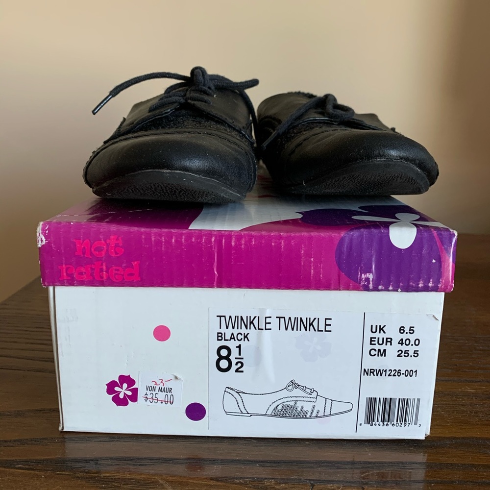 Black Glitter Oxford Flats - Picture 6 of 6